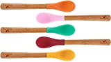 Avanchy Bamboo Infant Spoons - Soft Tip Infant Spoons - First Feeding - Travel Gift Set for Baby - 6.5" L X 1" W (Green, Pink, Orange, Yellow, Magenta)