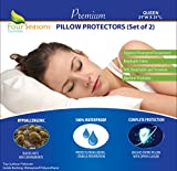Four Seasons Essentials Queen Size Waterproof Pillow Protectors (Set of 2) – Zippered Hypoallergenic Pillowcase Cover Dust Proof Encasement