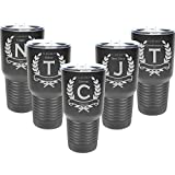 Groomsman 30 ounce Tumbler in Sets of 4 to 12 made of Stainless Steel Custom Engraved with a Clear Lid including Choices of Color, Design, Straw, Thank You Message and Spill Proof Slide Lid