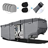 RVMasking 6 Layers 5th Wheel RV Cover Windproof Camper Cover for 40'1" - 43'6" RV with 4 Tire Covers, Gutter Cover - Anti-uv Prevent Top Tearing Due to Sun Exposure