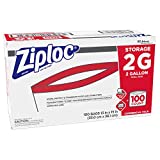 Ziploc - 19800707603 SC Johnson Professional ZIPLOC Storage Bags, For Food Organization and Storage, Double Zipper, 2 Gallon, 100 Count