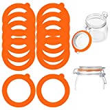 Stosts 12 Pack Silicone Replacement Gasket, Airtight Rubber Seals Rings for Mason Jar Lids, Leak-proof Canning Silicone Fitting Seals for Glass Clip Top Jars, Orange