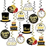 Happy New Year Hanging Swirls Decorations – NO DIY | New Years Eve Party Supplies 2022 | Happy New Year Decorations 2022 | Hollywood NYE Decorations | New Years Decorations | New Years Eve Decor