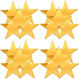 UNIQOOO 20Pcs Metallic Gold Foil Star Cutouts Bulk Paper Accent 9 Inch, For Christmas New Year Hanging Décor, Kids Birthday Party Favors Banner Garland Backdrop Decor, Classroom Bulletin Board Crafts