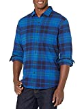 Amazon Essentials Men's Regular-Fit Long-Sleeve Flannel Shirt, Bright Blue Plaid, Large