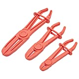 Hose Clamp Pinch Off Pliers for Fuel, Brake, Coolant, Radiator and Gas Line (3 Sizes, Red Grip)