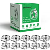 Sheboren Hose Clamps Stainless Steel, 12PK SAE 24 Worm Gear Hose Clamps, Clamping Range 1" to 2"(25mm-50mm), 1’’ Hose Clamps, 1 1/2’’ Hose Clamps, 2’’ Hose Clamps for Automotive Plumbing
