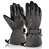 MCTi Ski Gloves Winter Waterproof Snowboard Snow Warm 3M Thinsulate PU Leather Cold Weather Gloves for Mens Womens