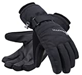 Andorra Ski Gloves Women Waterproof Zipper Pocket Ski Glove, Black, M