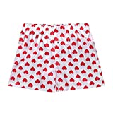 ACSUSS Men's Frilly Satin Boxers Shorts Silk Summer Lounge Halloween Underwear Heart Print White Large