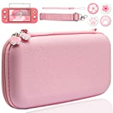 BRHE Cute Switch Case for Nintendo Switch/Switch LITE/OLED Travel Carrying Bundle Bag Hard Portable Protective Accessories Kit with Glass Screen Protector (Switch Lite Pink)