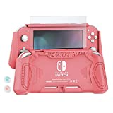 Letobee Protective Case for Nintendo Switch Lite, Pink Protector Comfortable Handheld Anti Scratch Shock-Proof, with High Clear Screen Protector & 2 Cute Thumb Grip Caps (Coral)