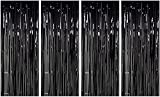CapriValley 4 Packs 3.2ft x 6.6ft Black Fringe Curtain Foil Curtain Foil Backdrops Party Backdrops Decorations Tinsel Metallic Curtains