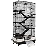 PawHut 6-Level Small Animal Cage Hutch with Wheels, Removable Tray, Platform and Ramp for Rabbit Bunny, Chinchillas, Ferret, Hedgehog & Gerbils