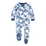 Burt's Bees Baby Baby Boys' Sleep and Play PJs, 100% Organic Cotton One-Piece Romper Jumpsuit Zip Front Pajamas, Moonlight Clouds, 3 Months