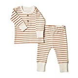 Makemake Organics Organic Baby Toddler Clothes Matching Outfit Top Bottom (Milo Stripes, 0-3M)