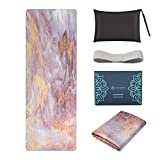 SNΛKUGΛ Yoga Mat - Premium Print Travel Fitness & Exercise Mat - Large Natural Non Slip Eco Friendly Yoga Mats 1/16 Inch Thick for All Types of Yoga, Pilates & Floor Workouts, 72" L x 26" W x 1.5mm