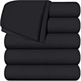 Utopia Bedding Flat Sheets - Pack of 6 - Soft Brushed Microfiber Fabric - Shrinkage & Fade Resistant Top Sheets - Easy Care (Full, Black)