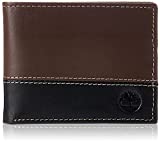 Timberland Men's Leather Passcase Trifold Wallet Hybrid, Brown/Black, One Size