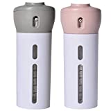 2 Pieces 4 in 1 Travel Dispenser, CHIVENIDO Lotion Shampoo Gel Travel Dispenser Bottle Sets Shower Bottles Refillable Travel Bottles for Makeup Travel Supplies (Pink, Gray)