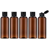 Lisapack 3.4Oz Travel Bottles with Flip Cap (5 Pcs) Empty Amber Dispenser Container for Travel Size Cosmetics (100ml)