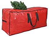 Primode Christmas Tree Storage Bag | Fits Up to 7 Ft. Tall Disassembled Holiday Tree | 45” x 15” x 20” Tree Storage Container | Protective Zippered Artificial Tree Bag with Handles (Red)