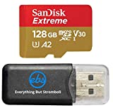 SanDisk Extreme V30 A2 128GB Micro SD Card for DJI Mavic Mini 2 Drone Class 10 4K SDXC Bundle with 1 Everything But Stromboli Micro Memory Card Reader