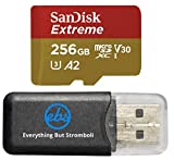 SanDisk Extreme 256GB MicroSD Card for Mavic Mini 2 DJI Drone Flycam - Class 10 4K UHD U3 A2 V30 SDXC (SDSQXAV-256G-GN6MN) Bundle with (1) Everything But Stromboli MicroSDXC Memory Card Reader