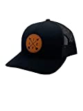 Apollo Cap Co. Trucker Cap - Leather Live Circle Patch Hat - Snapback Closure - Mid Profile Crown - Great for Men and Women! (Black/Black)