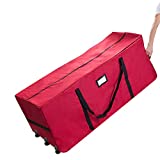 Elf Stor 83-DT5170 Premium Red Rolling Duffel Style Christmas Storage Bag-Holds a 12 Foot Artificial Tree