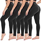 CAMPSNAIL 4 Pack High Waisted Leggings for Women- Soft Tummy Control Slimming Yoga Pants for Workout Running Reg & Plus Size