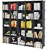 KOUSI Portable Storage Cubes-14" x14"(Load-Bearing Metal Panel) Modular Bookshelf Units,Clothes Storage Shelves,Room Organizer,Black,25 Cubes