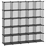 HUBSON Wire Cube Storage Organizer, Book/Toy/Craft/Potted Plants and petCloset Organizers and Storage Shelves，25-Cube Freely Combinable Metal Grids Storage Shelf,Black Plus Iron