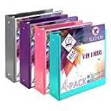 4Pack 2 Inch Round 3 Ring Binder View Binders with 2 Pockets,Holds 450 Sheets Assorted Colors for Office,Home,School