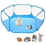 Small Animals C&C Cage Tent, Breathable & Transparent Pet Playpen Pop Open Outdoor/Indoor Exercise Fence, Portable Yard Fence for Guinea Pig, Rabbits, Hamster, Chinchillas and Hedgehogs (Blue)