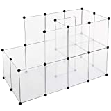 SONGMICS Guinea Pig Playpen with Dense Ramp, Indoor Rabbit Run Hutch Cage, Large Exercise Enclosure with Stairs, DIY Plastic Modular Fence for Hamster, Pet, Small Animals, Transparent ULPC03W