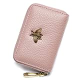 imeetu RFID Credit Card Holder, Small Leather Zipper Card Case Wallet for Women(Pink)