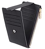 Chelmon Womens Wallet Slim RFID Blocking Bifold Multi Card Case Wallet with Zipper Pocket (Black Smooth)