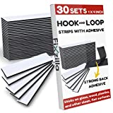 FixZilla - Hook and Loop Strips with Adhesive - 30 Sets 1x4 Inch - Heavy Duty Tape - Strong Back Adhesive Hook and Loop Tape Black