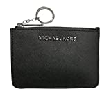 Michael Kors Jet Set Travel Small Top Zip Signature Coin Pouch ID Card Case Wallet Black Silver logo