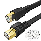 DEEGO Cat 8 Ethernet Cable 50 ft, High Speed Flat Network Cable Shielded, 40Gbps 2000MHz LAN Ethernet Cable U/FTP 30AWG with Gold Plated RJ45 Connector for Gaming, Router, Modem, PC, PS4, PS5