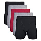 Gildan Men's Covered Waistband Boxer Briefs, Multipack, Mixed Garnet (5-Pack), Medium