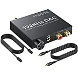 PROZOR 192KHz Digital to Analog Audio Converter - Upgrade Volume Adjustable Optical to RCA Converter with Optical & USB Power Cable, Digital DAC Converter SPDIF TOSLINK to Stereo L/R & 3.5mm Jack