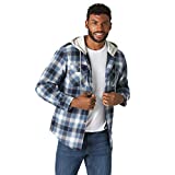 Wrangler Authentics Men's Long Sleeve Quilted Lined Flannel Shirt Jacket with Hood, Vintage Night, X-Large