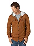 Wrangler Authentics Men's Hooded Flannel Lined Twill Shirt, Spice, X-Large