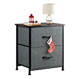 WLIVE Nightstand, 2 Drawer Dresser for Bedroom, Small Dresser with 2 Drawers, Bedside Furniture, Night Stand, End Table with Fabric Bins for Bedroom, Closet, Entryway, Nursery, College Dorm, Dark Grey