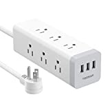 TESSAN Long Power Strip Surge Protector, 3 Prong Flat Plug Desktop Charging Station with 9 AC Outlets and 3 USB Ports, 6.5 FT Mountable Extension Cord 15A 1875W for Home, Indoor, Office, Grey