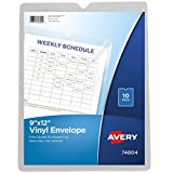Avery 74804 Top-Load Clear Vinyl Envelopes w/Thumb Notch, 9” x 12”, Clear (Pack of 10)