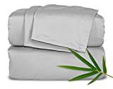 PURE BAMBOO Sheets Queen Size Bed Sheets 4 Piece Set, Genuine 100% Organic Bamboo, Luxuriously Soft & Cooling, Double Stitching, 16" Deep Pockets, Lifetime Quality Promise (Queen, Silver Pearl)