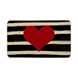 Artoid Mode Watercolor Stripes Love Heart Decorative Doormat, Seasonal Holiday Valentine's Day Anniversary Wedding Low-Profile Yard Floor Switch Mat for Indoor Outdoor 17 x 29 Inch